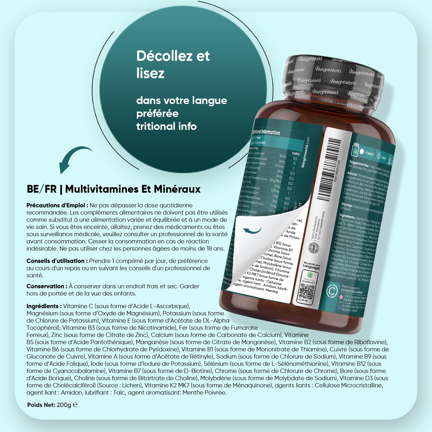 Multivitamines et Minéraux - 400 Micro-Comprimés Vegan (+ 1 An) - 27 Nutriments Essentiels Vitamines A B C D E K, Calcium, Magnesium, Zinc, Fer, Iode, Potassium, Vitamines, Minéraux et Compléments