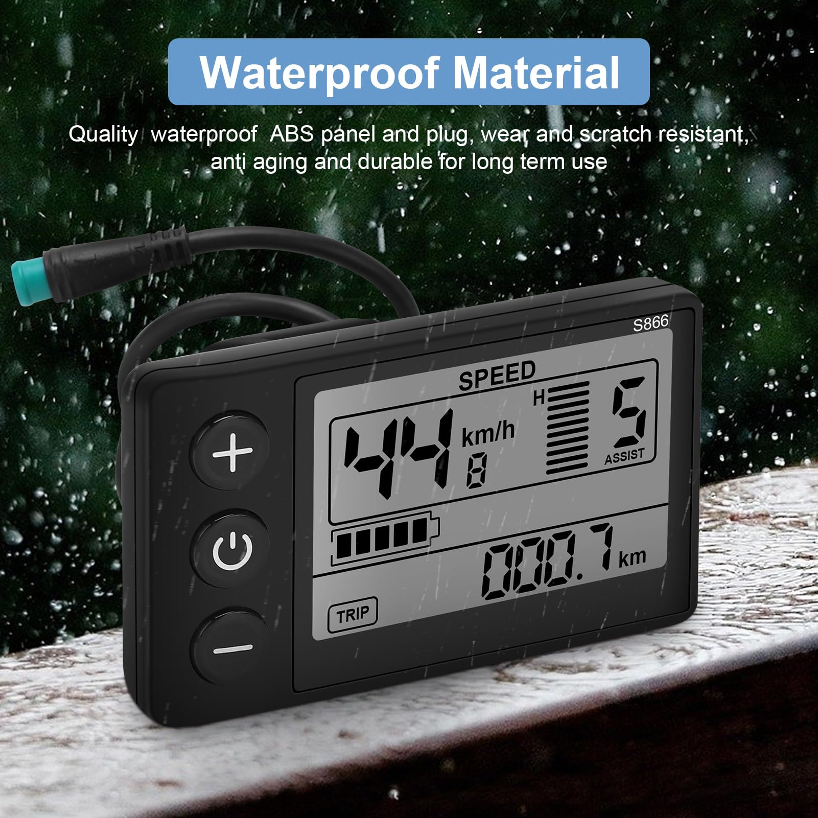 Misuratore Display LCD per Bici Elettrica Misuratore Display LCD per Bici Elettrica, Misuratore Display LCD S866 Pannello di Controllo 24V 36V 48V Spina Impermeabile Display LCD