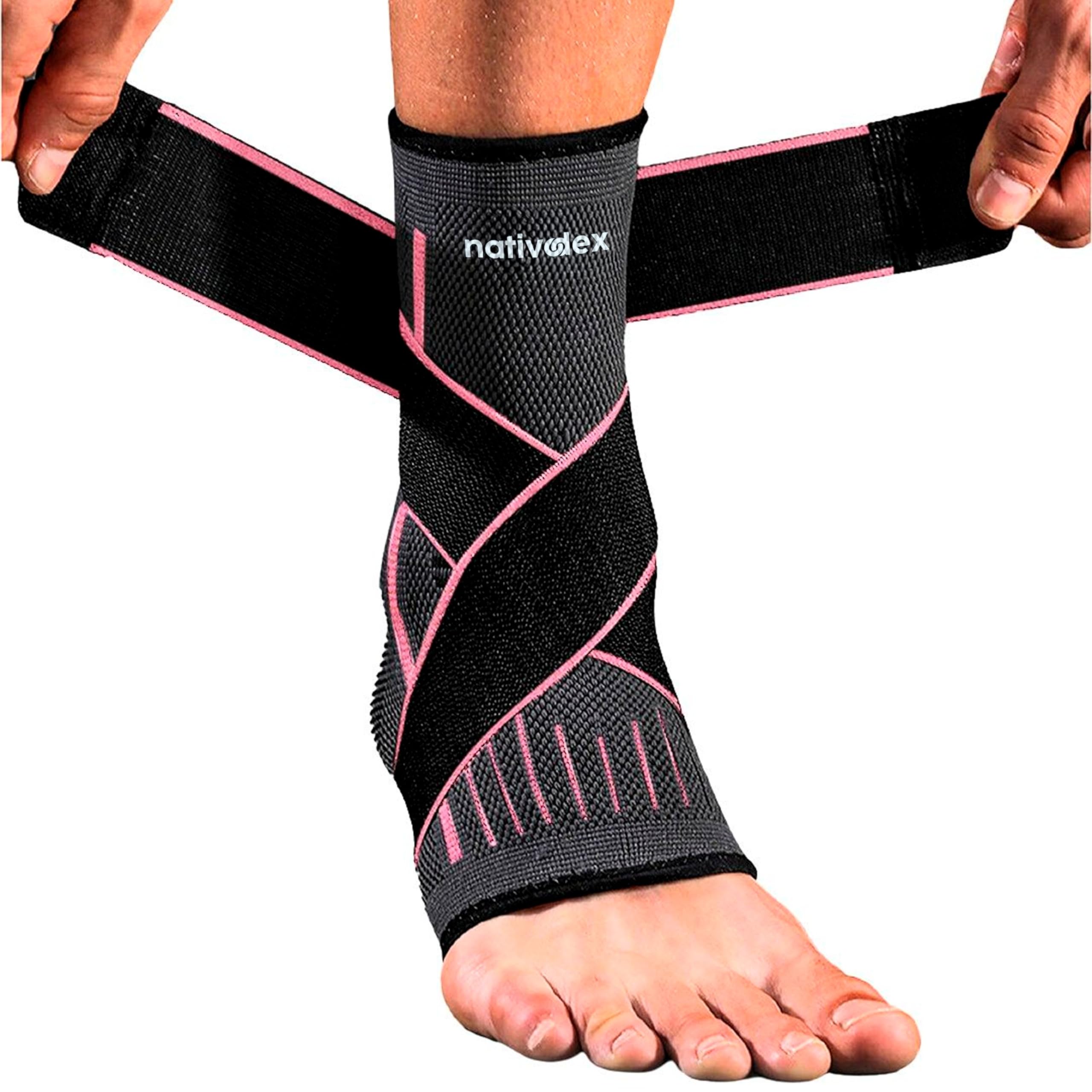 NativoDex Sprunggelenkbandage – Verstellbare Knöchelbandage für Plantarfasziitis & Achillessehne – Stabilisierung & Schutz – Atmungsaktive orthopädische Fußbandage für beide Füße