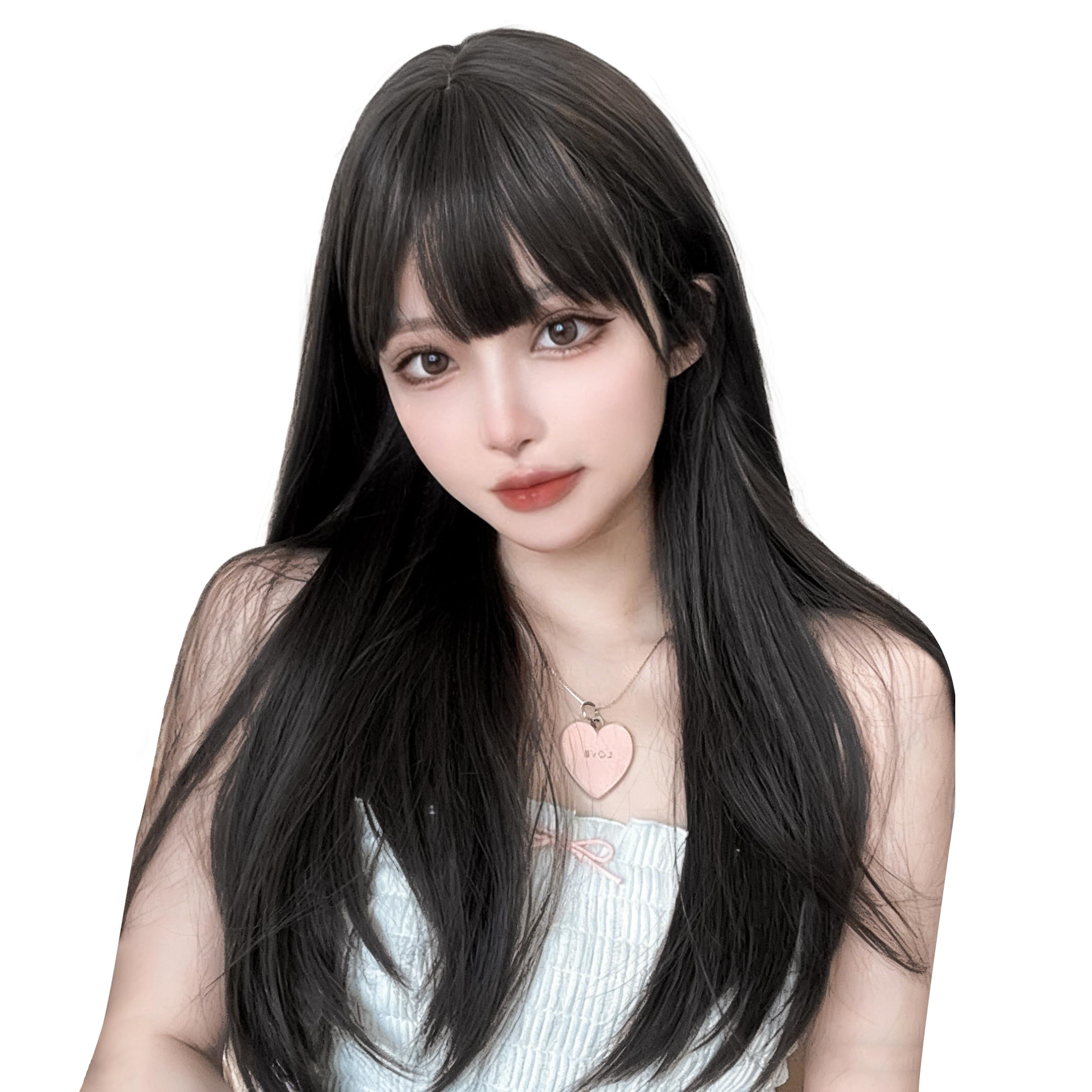 Amazon.co.jp: ウィッグ ロング 黒ストレート ウイッグ セミロング