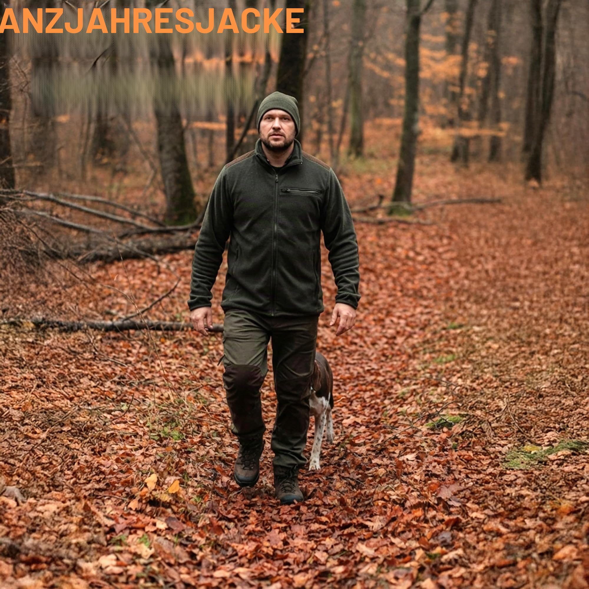 ACE Schakal Jäger-Fleecejacke für Herren - Outdoor-Jacke aus Fleece für Männer - Übergangsjacke mit drei Taschen & Gummizug