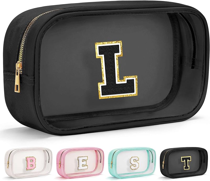Necessaire de maquiagem transparente YOOLIFE com zíper, modelo L, preta, 1 unidade