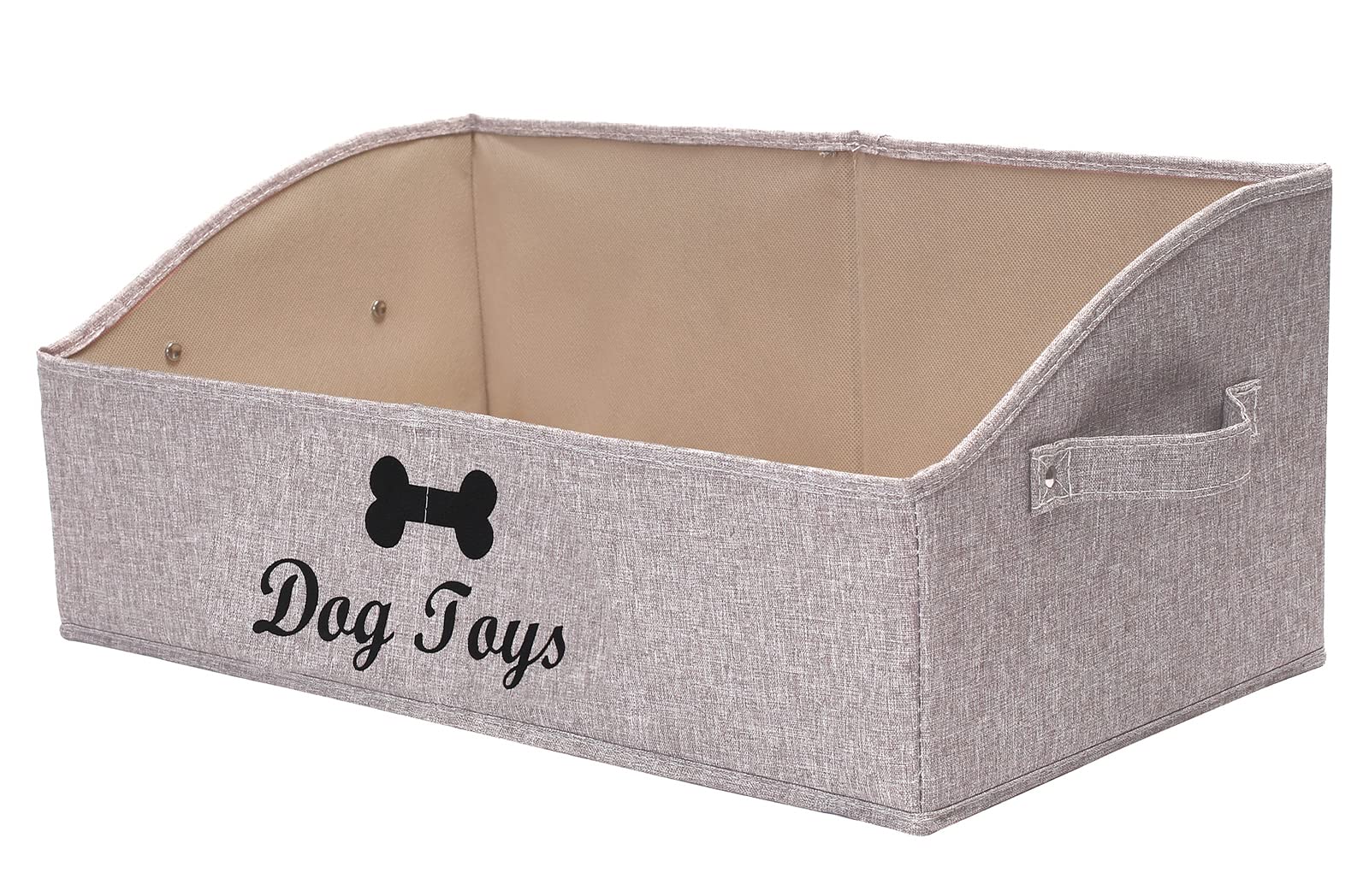 Geyecete Foldable Fabric Trapezoid Organizer Boxes - Collapsible Dog Toy Basket (Light Brown-DOG)