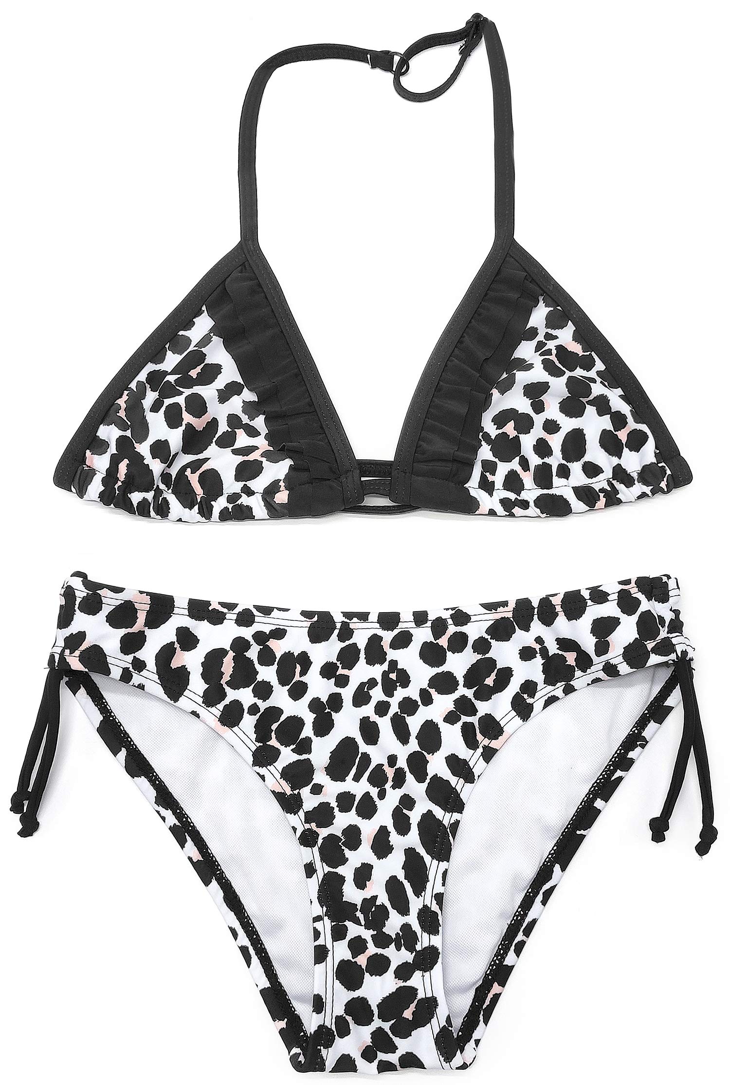 SHEKINI Conjunto De Bikini Triangular De Dos Piezas para NiñAs Traje De BañO con Volantes Halter BañAdores De Cintura Baja Traje De BañO Sin Espalda Traje De BañO
