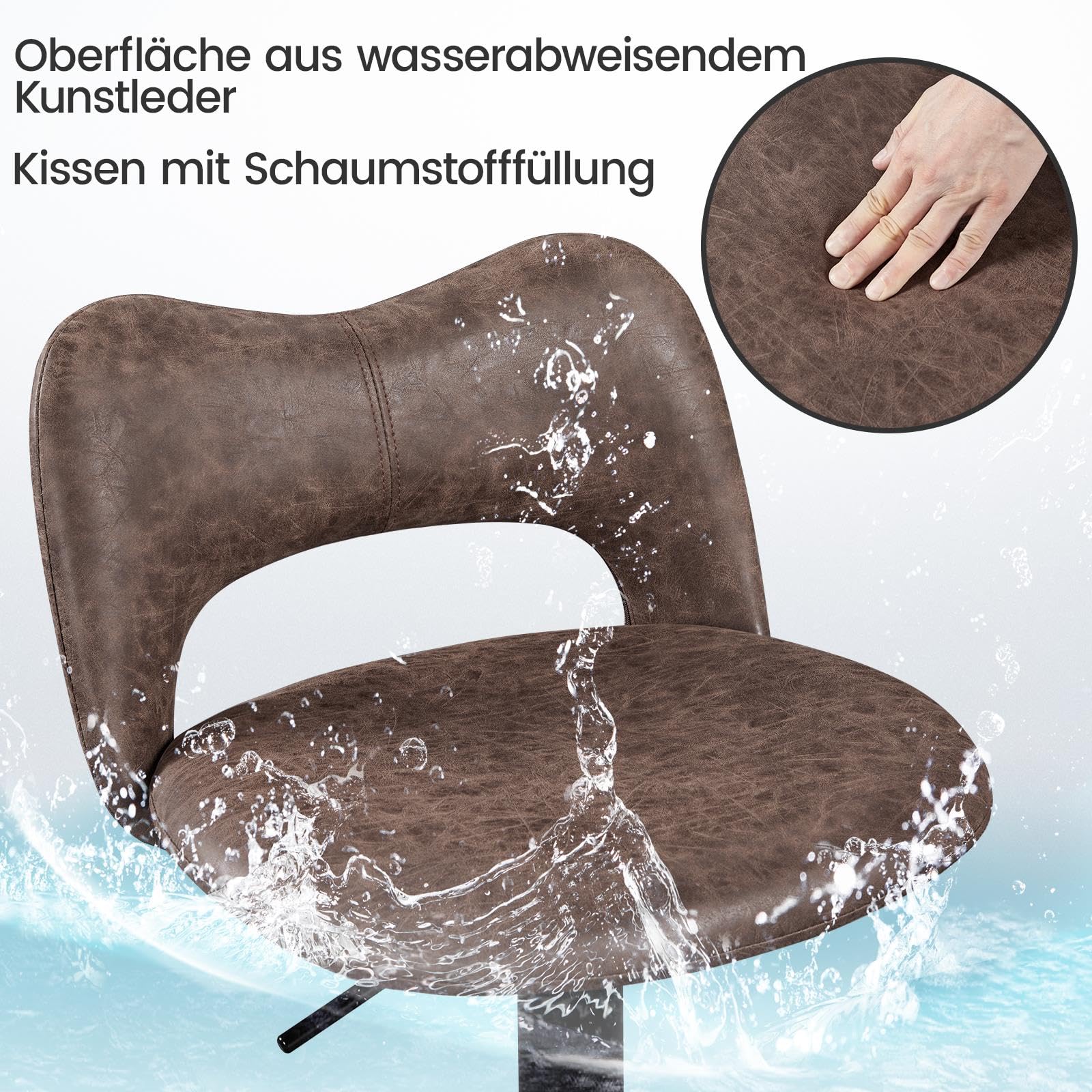 Yaheetech Set van 4 barkrukken, in hoogte verstelbaar, zithoogte 61 cm - 82,5 cm, kruk met rugleuning en voetensteun, tot 136 kg belastbaar, voor eetkamer, café, bar, salon, keuken, wit