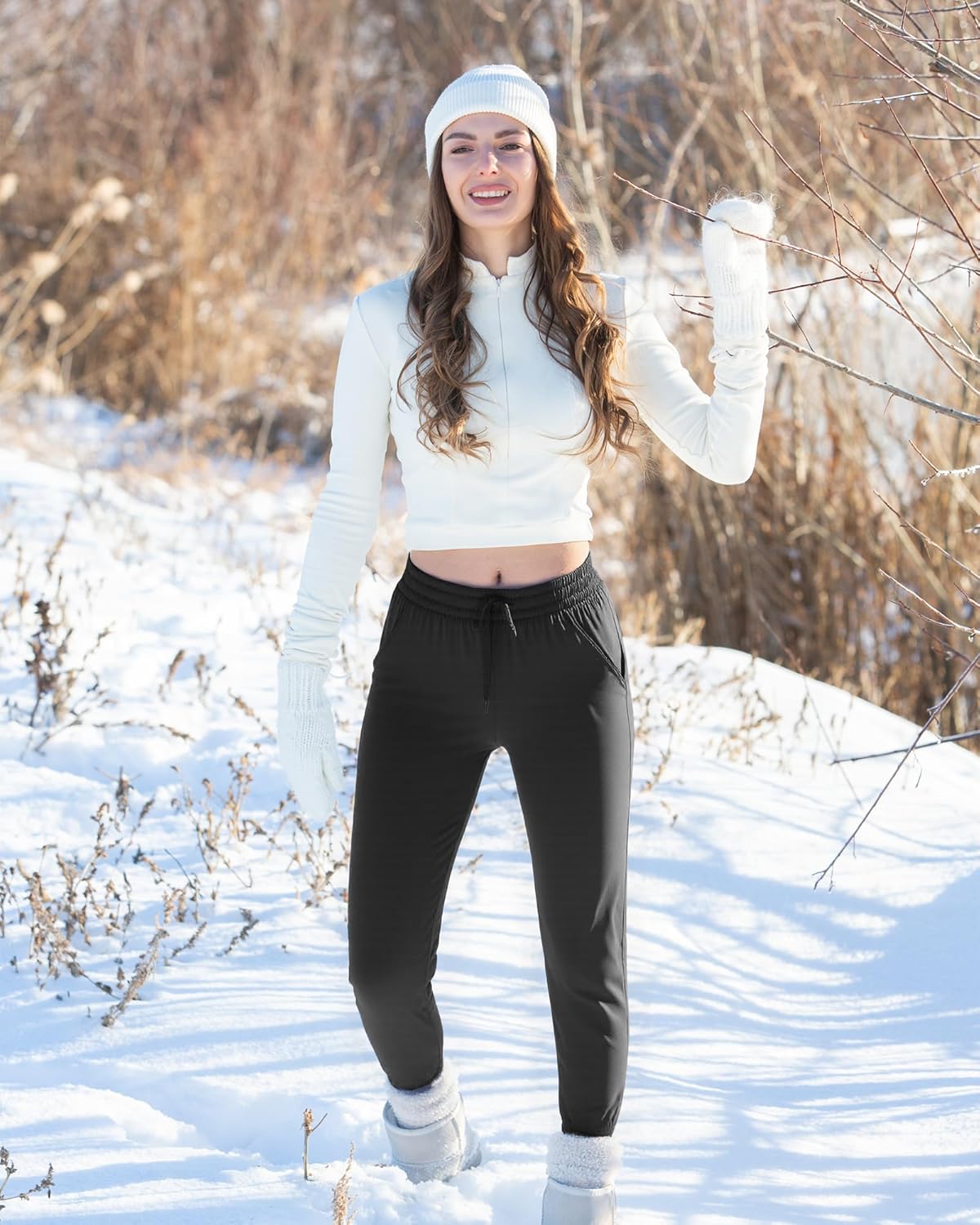 GAYHAY Fleece Lined Sweatpants Women- Winter Warm Sherpa Lined Athletic Joggers Pants with Pockets - Image 3