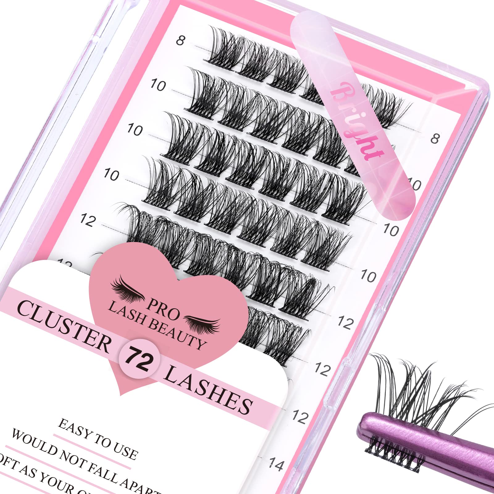 Cluster Wimpern 72 Stück DIY Wimpernverlängerung (Bright-D-8-16mix)