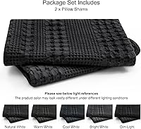 Vista 147 de PHF Fundas de almohada 100% algodón con tejido de gofre de 24 x 24 pulgadas, paquete de 2 fundas cuadradas para decoración elegante del hogar, sin