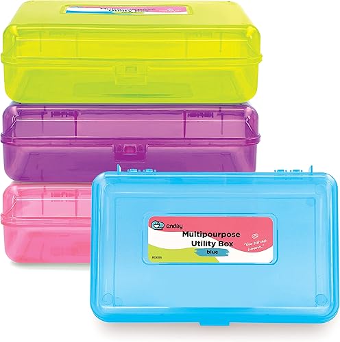 Emraw Caja de almacenamiento utilitaria  Caja de lápices multiusos de color brillante para suministros escolares, caja de lápices de plástico