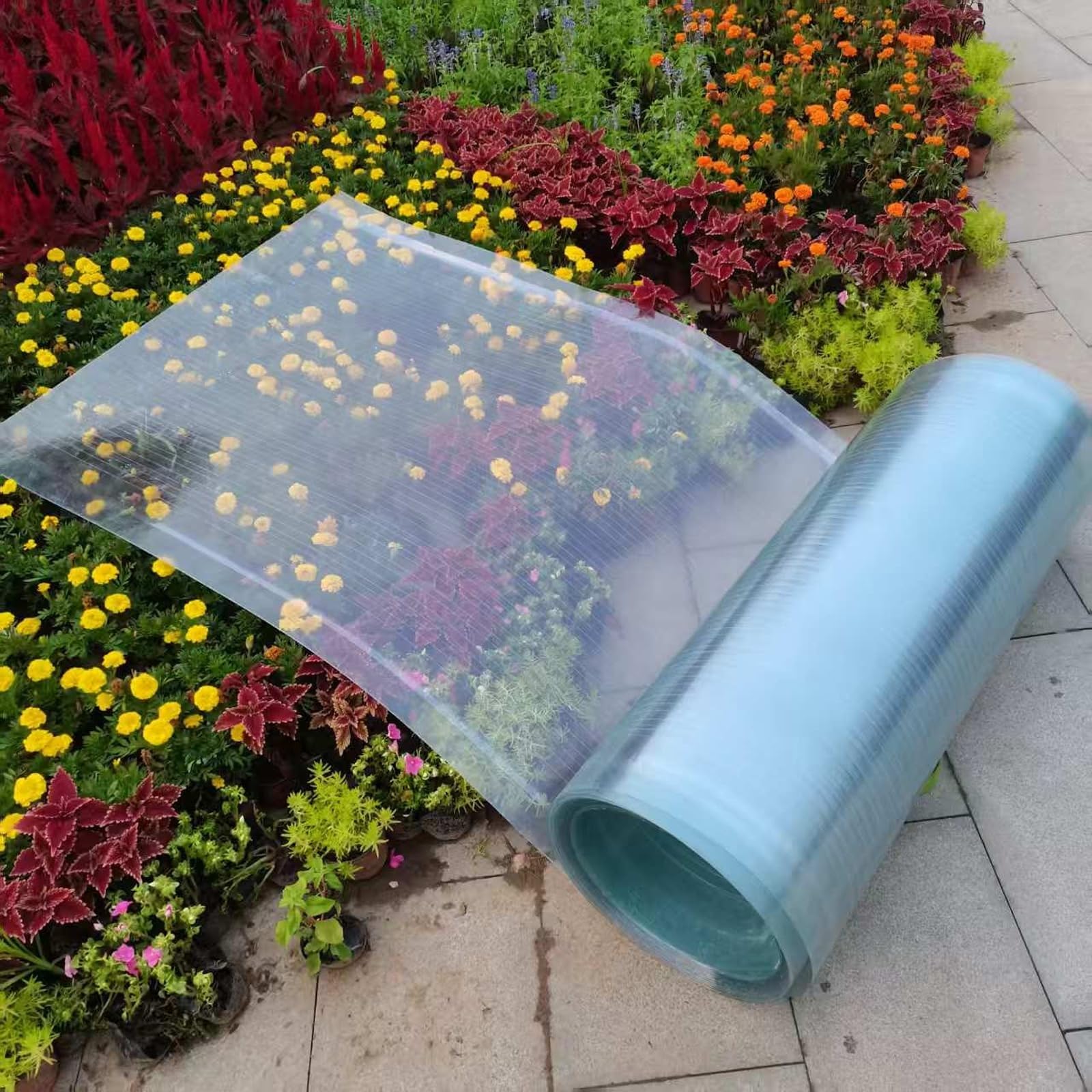 Bache pour serre de jardin Feuille de plaque polycarbonate transparente de 0,8 mm panneau de toit isolé pare-soleil et imperméable, rouleau en plastique pour cult