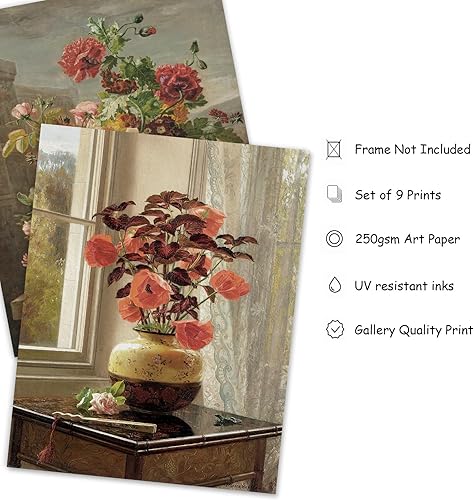Miniatura 3 de AnyDesign - Juego de impresiones artísticas de pared para galería de flores de primavera, pintura al óleo vintage, carteles florales de papel retro