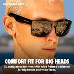GRINDERPUNCH XL Sunglasses for Men Big Heads Wide Extra Wide Polarized UV400 Driving Fishing Sunglasses Large Fit Mens Shades