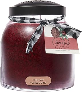 A Cheerful Giver — Holiday Homecoming - 34oz Papa Scented Candle Jar with Lid - Keepers of the Light - 155 Hours of Burn Time, Gift for Women, Black