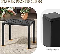 Vista 8 de Crestlive Products Mesa auxiliar para exteriores, mesa auxiliar rectangular de aluminio, mesa de café para patio pequeño para interiores y Negro