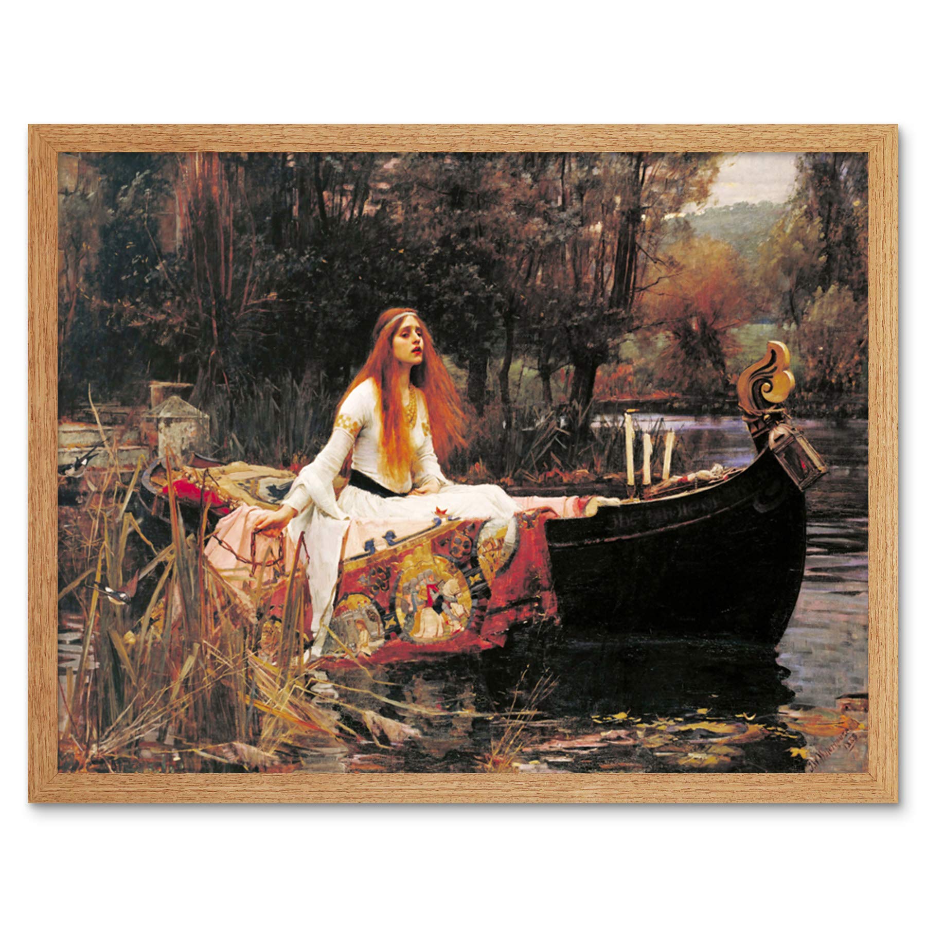 John William Waterhouse The Lady Of Shalott Edit Art Print Framed Poster Wall Decor 12x16 inch