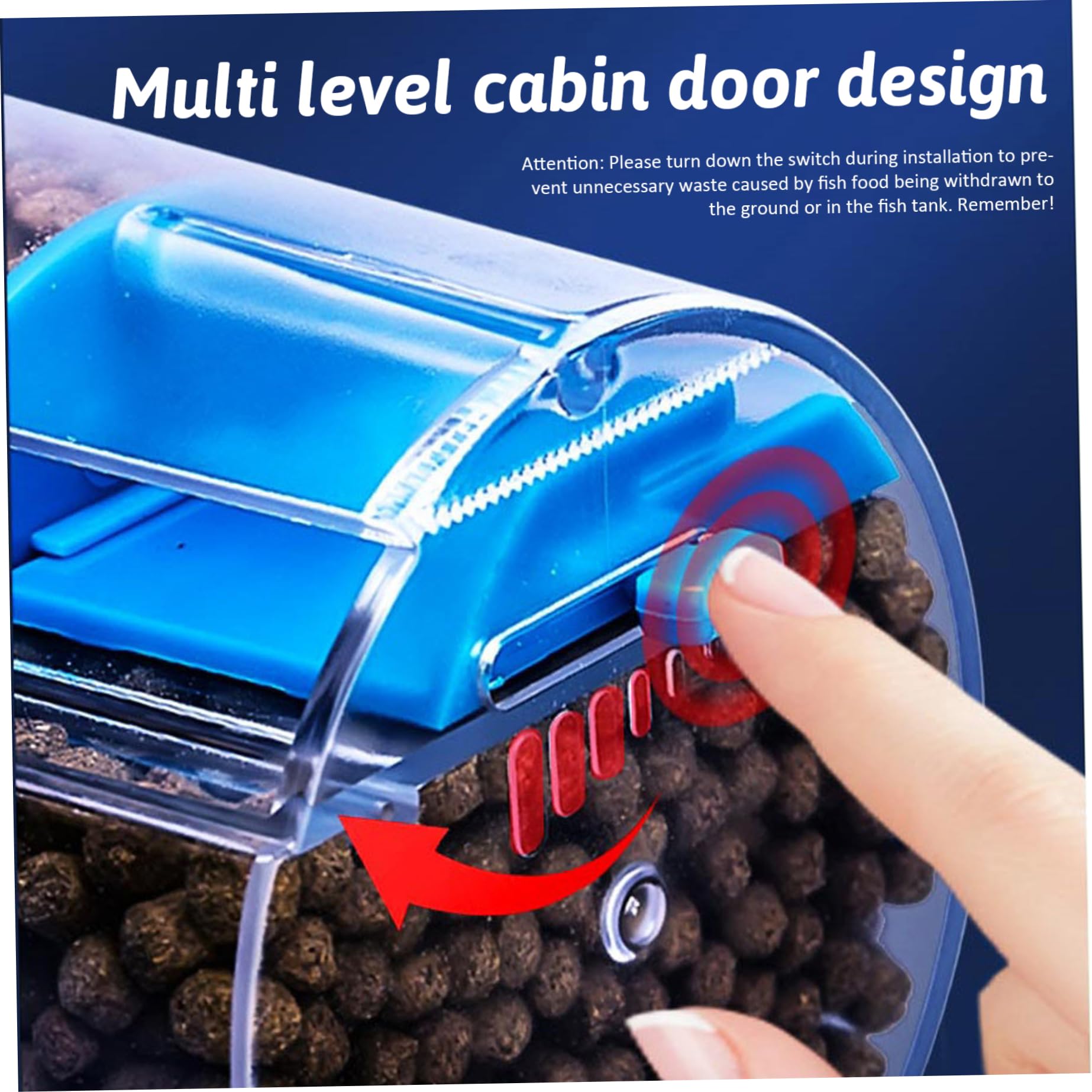 Automatic Fish Feeder 210 ＆ 100ML Feeder 8/12/24 H Timer Battery Operated Food Vacation Automatic Dispenser for Fish Tank, Aquariums & Pond Blue. - image 7
