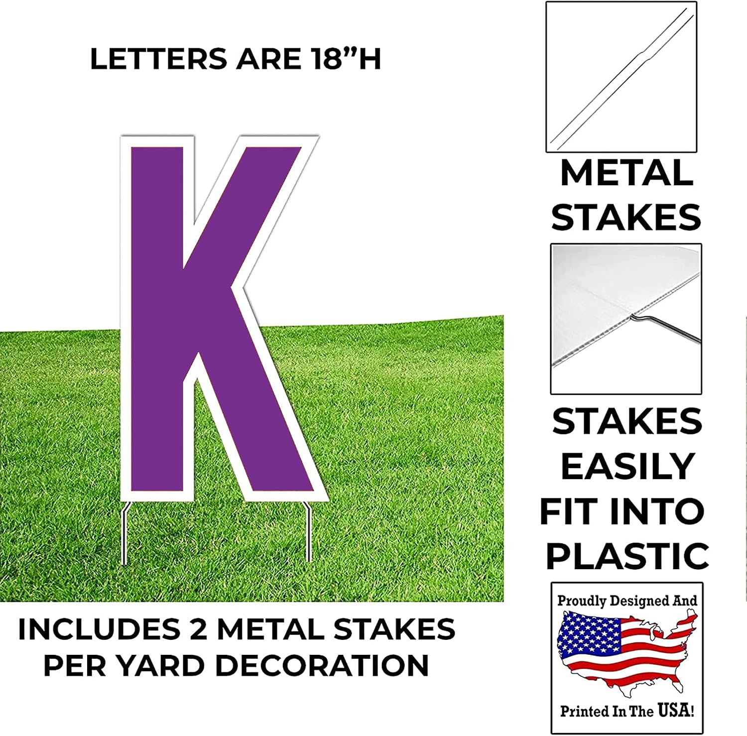 VictoryStore Custom Yard Letters - Bebas 18 Inch Custom Letters Package, Up to 10 Letters, Includes Stakes (Purple)