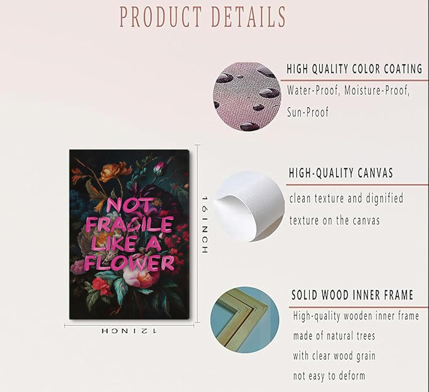 2Pcs Moody Vintage Floral Canvas Wall Art Dark Academy Feminism Quotes Dark Flowers Botanical Painting Picture Wall Decor Poster Print Artwork for Woman Bedroom Apartment Home Decoration