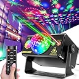 Party Lights DJ Disco Ball & LED Stage Strobe Light with Sound-Activated 10ft USB-C Cable,Remote,Disco Lights for Parties Indoor/Outdoor Use,Birthday,Dance,Clubs,Bar,Weddings, Holidays Décor