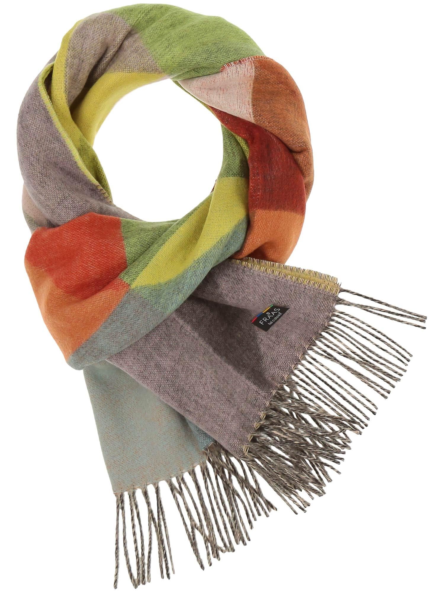 FRAAS Cashmink Schal 44 x 200 cm - Weicher als Kaschmir - Made in Germany - Schal mit graphischem Muster für Damen - Perfekt für Herbst und Winter Misty Blue