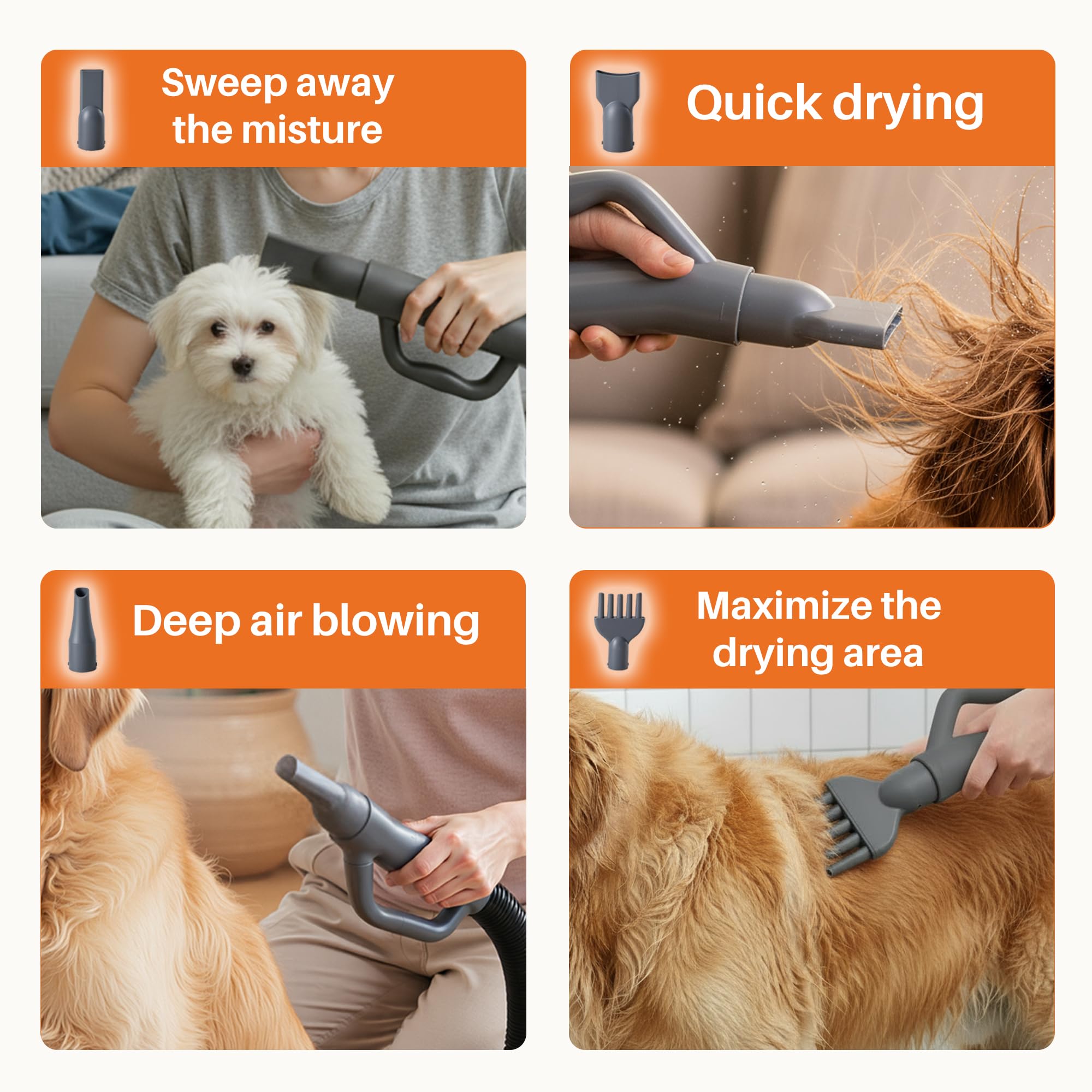 NEWBULIG Dog Hair Dryer with Heater for Grooming, High Velocity Speed view 6