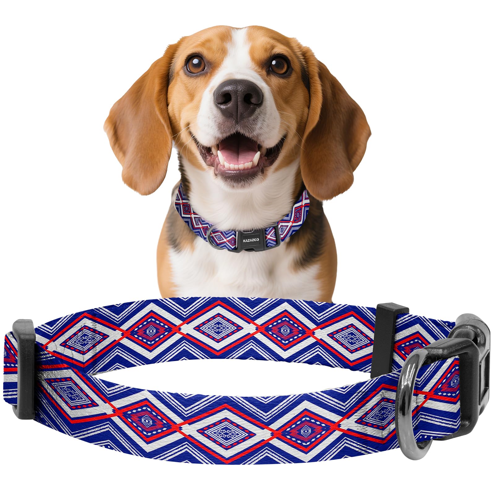 Kazazoo Dog Collar Cute and Soft Nylon Puppy Collar for Boy and Girl, Adjustable Dog Collars for Small Medium Dogs, Blue Minority-M
