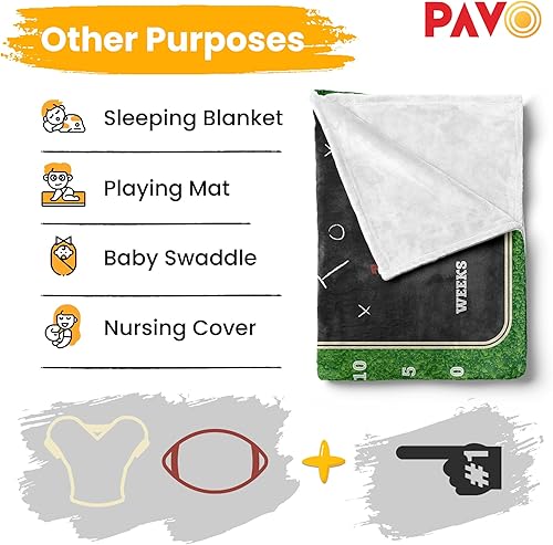 Miniatura 4 de Pavo Manta de hito de fútbol prémium para bebés niños, incluye 3 marcos exclusivos, manta mensual personalizada para recién nacido, ultrasuave y