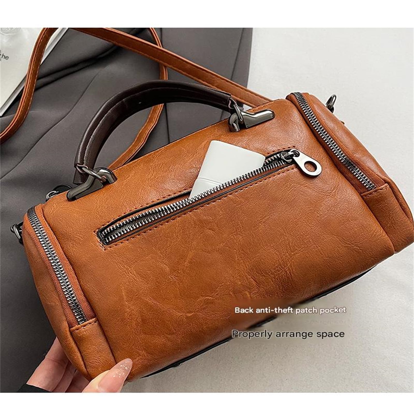 Borsa da Donna A Tracolla in Stile retrò con Grande capacità-Marrone