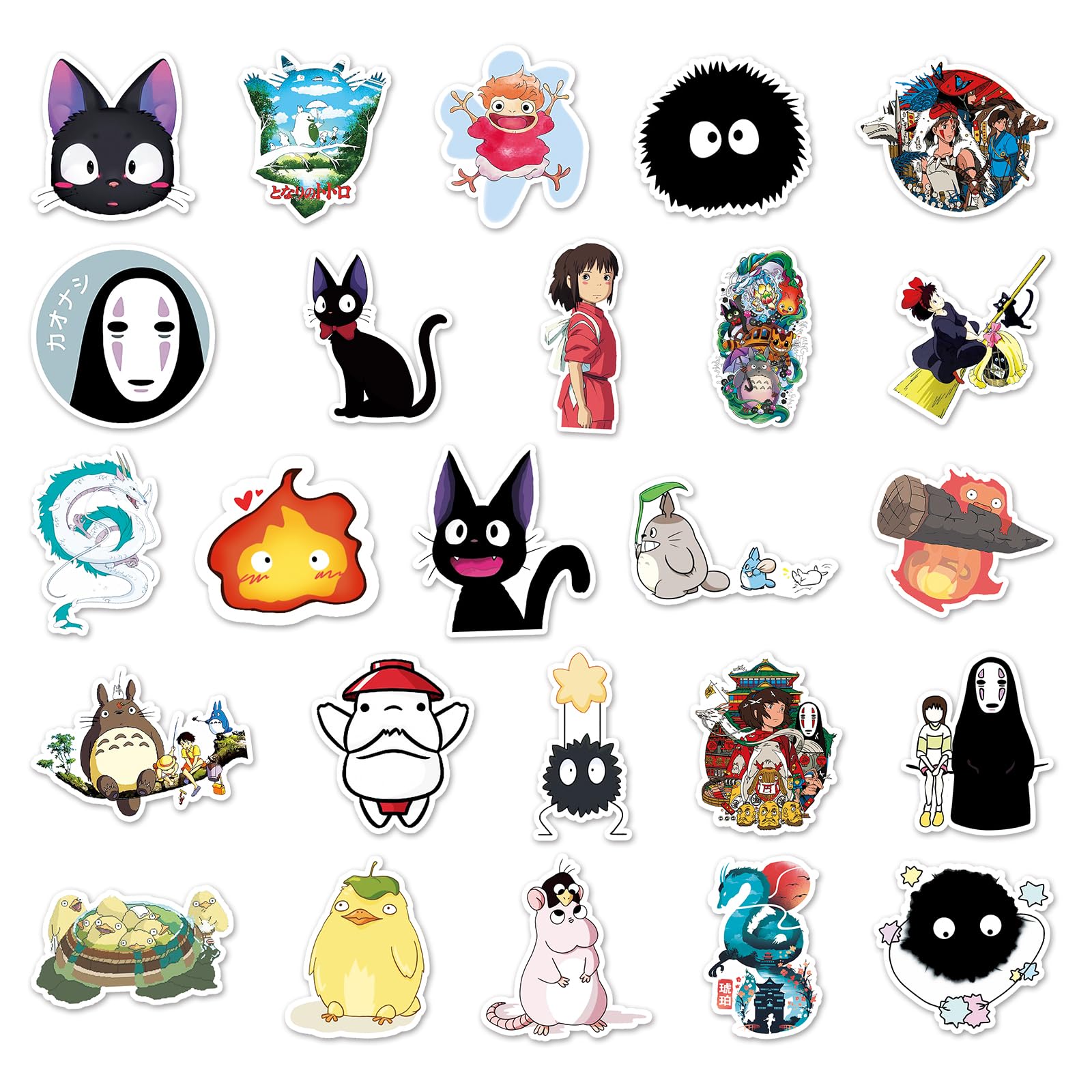 50 Adesivi Ghibli Cinema per Computer Portatili - PVC Impermeabile per Decorazioni Fai Da Te, Stile Graffiti per Auto, Moto, Laptop, Biciclette, Skateboard, Sci, Snowboard, Bagagli