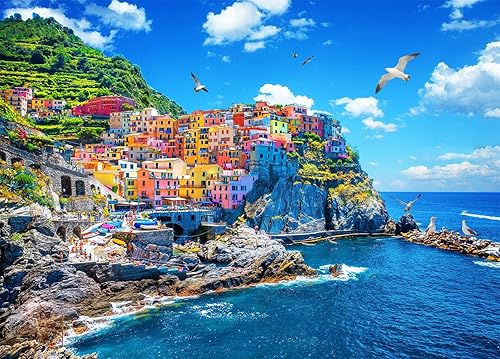 HUADADA Rompecabezas para adultos de 1000 piezas, Cinque Terre entrelazado perfectamente sin polvo, decoración del hogar, juguetes de desafío