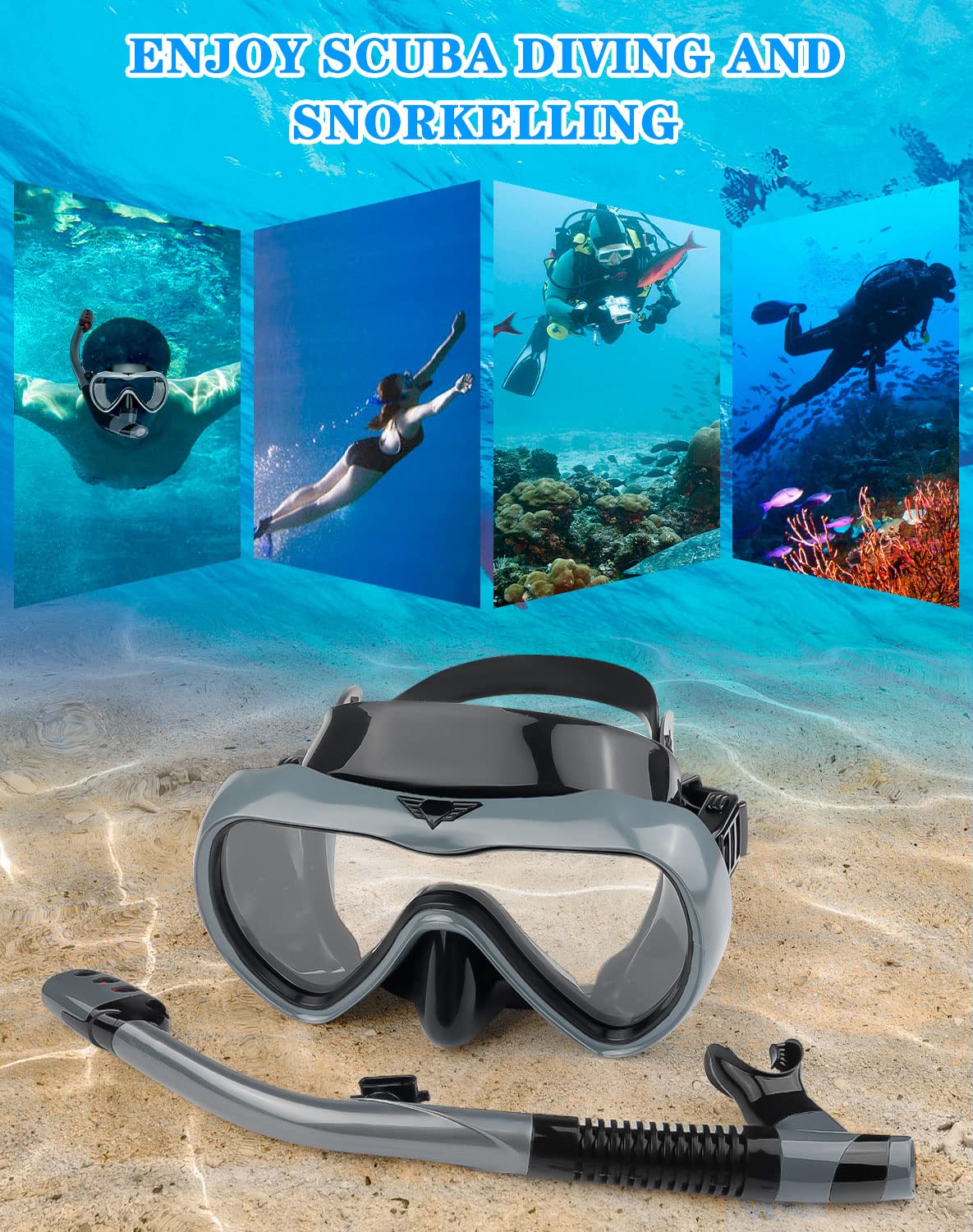 Maschera Da Sub Con Boccaglio - Occhiali Da Nuoto In Vetro Temperato, Antiappannante E Antiperdita - Foto 9