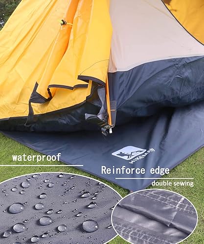 Miniatura 4 de Hikeman Huella hexagonal de tienda de campaña, lona ultraligera impermeable para 1 a 4 personas, con 6 estacas de tienda de campaña para campamento,