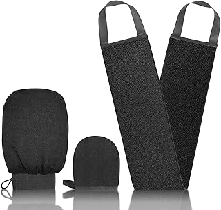 MIOBER 角質除去グローブ 3イン1セット - 韓国の角質除去ミット シャワー用角質除去バックスクラバー スモールフェイススクラバー 死んだ皮膚リムーバー レディース メンズ ソフトスキン