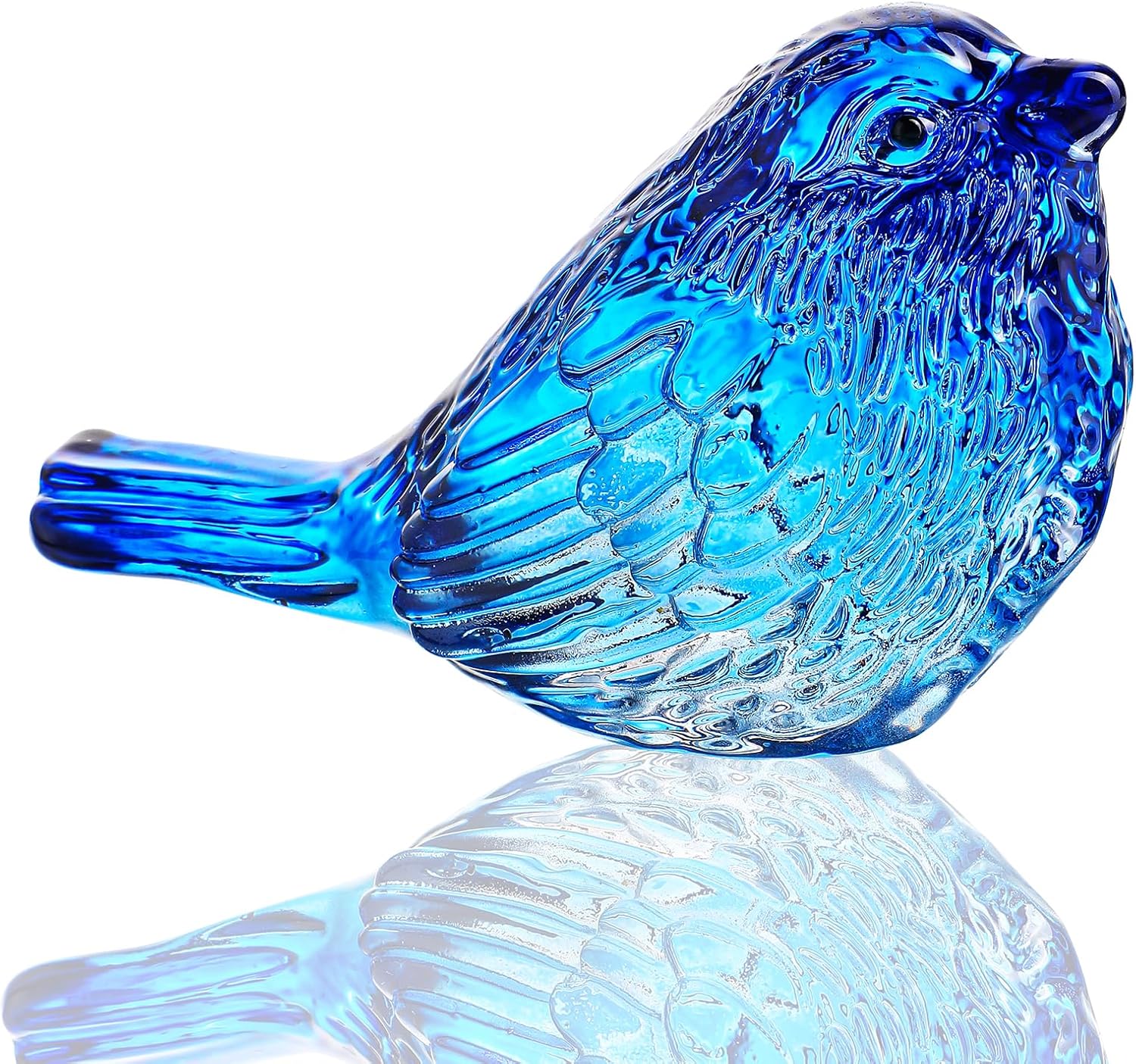 H&D HYALINE & DORA Blue Glass Bird Figurines Bird Gifts for Bird Lovers Women Crystal Glass Animal Figurine Collectible for Home Shelf Decor