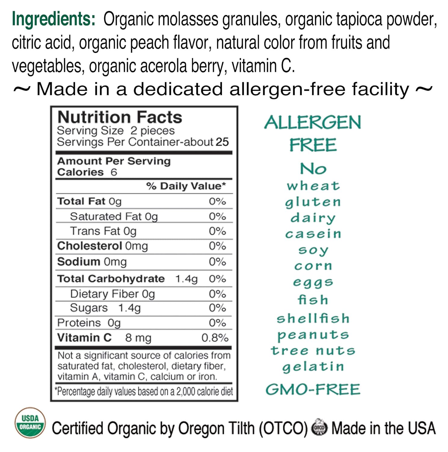 St. Claire's Organic Fruit Tart Candies, (Sweet Peach, 27 Ounce Refill Bag, over 800 pieces) | Gluten-Free, Vegan, GMO-Free, Plant-based, Allergen-Free | Made in an Allergen-Free Facility