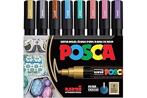 Posca Markers Set 5M: Create Shimmering Art with 8 Metallic Markers
