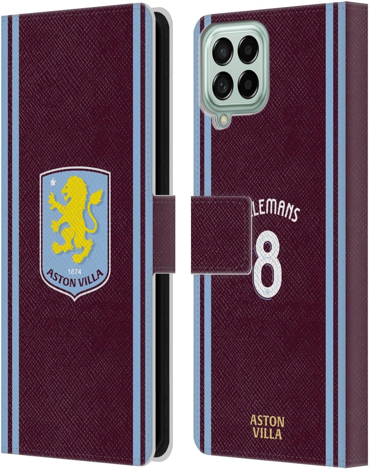 Head Case Designs Officially Licensed Aston Villa Football Club Youri Tielemans 2024/25 Crest Player Kit Leather Book Wallet Case Cover Compatible with Samsung Galaxy M33 (2022)