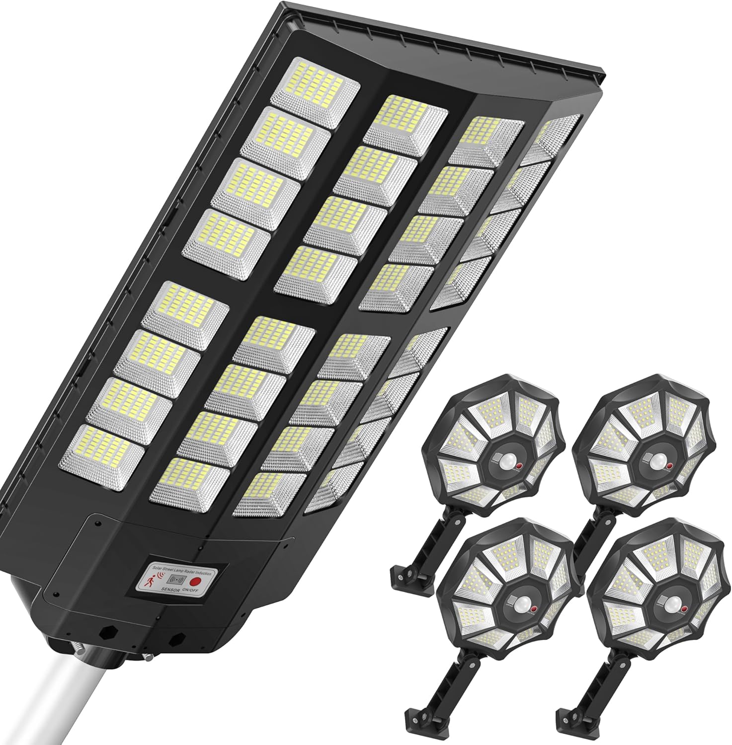 OKPRO Solar Lighting Pro Bundle1500W Solar Street Light and 4 Pack