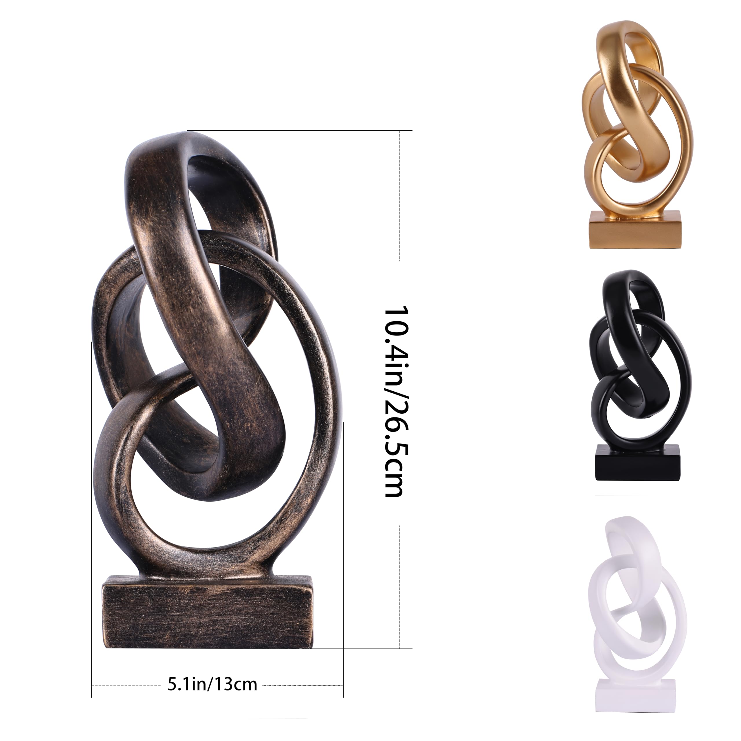 Scultura astratta moderna con nodo, decorazione artistica in resina ispirata a Möbius, elegante per casa e ufficio, ideale per mensole, scrivanie e caminetti