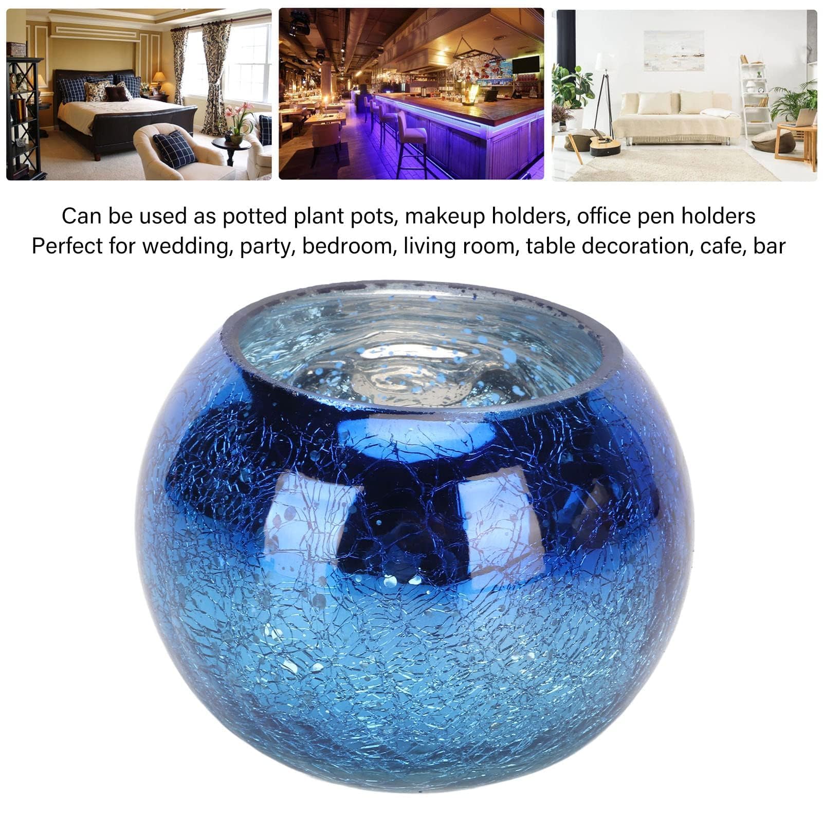 Portacandele in Vetro Decorativo, Sfumatura Blu, per Candele Votive, Matrimoni, Chiesa, Camera da Letto, Decorazione Tavola, Feste di Compleanno