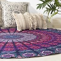Vista 20 de Popular Handicrafts Tapiz redondo para colgar en la pared, diseño de mandala hippie, bohemio, hippie, intrincado, indio, mantel de 50 pulgadas