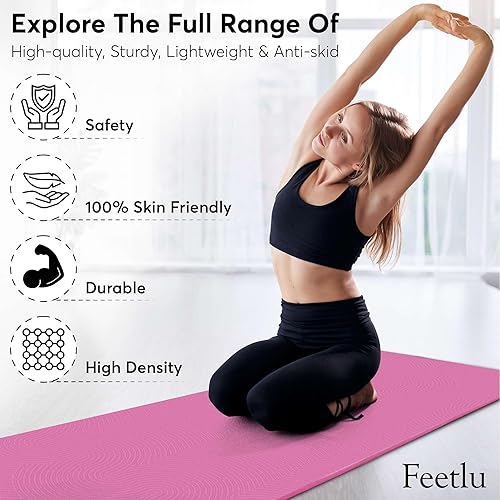 Miniatura 5 de Extra Thick 12mm Exercise Mat  Non-Slip, Joint-Friendly & Cushioned Fitness Mat for Yoga, Pilates & Floor Workouts  Durable, Supportive & Includes