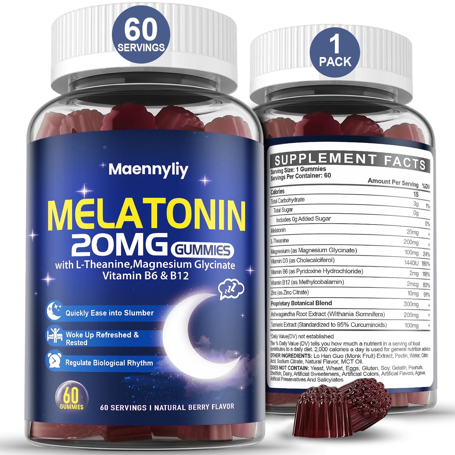 Maennyliy Melatonin 20mg Gummies - sleep supplements | Mubboo