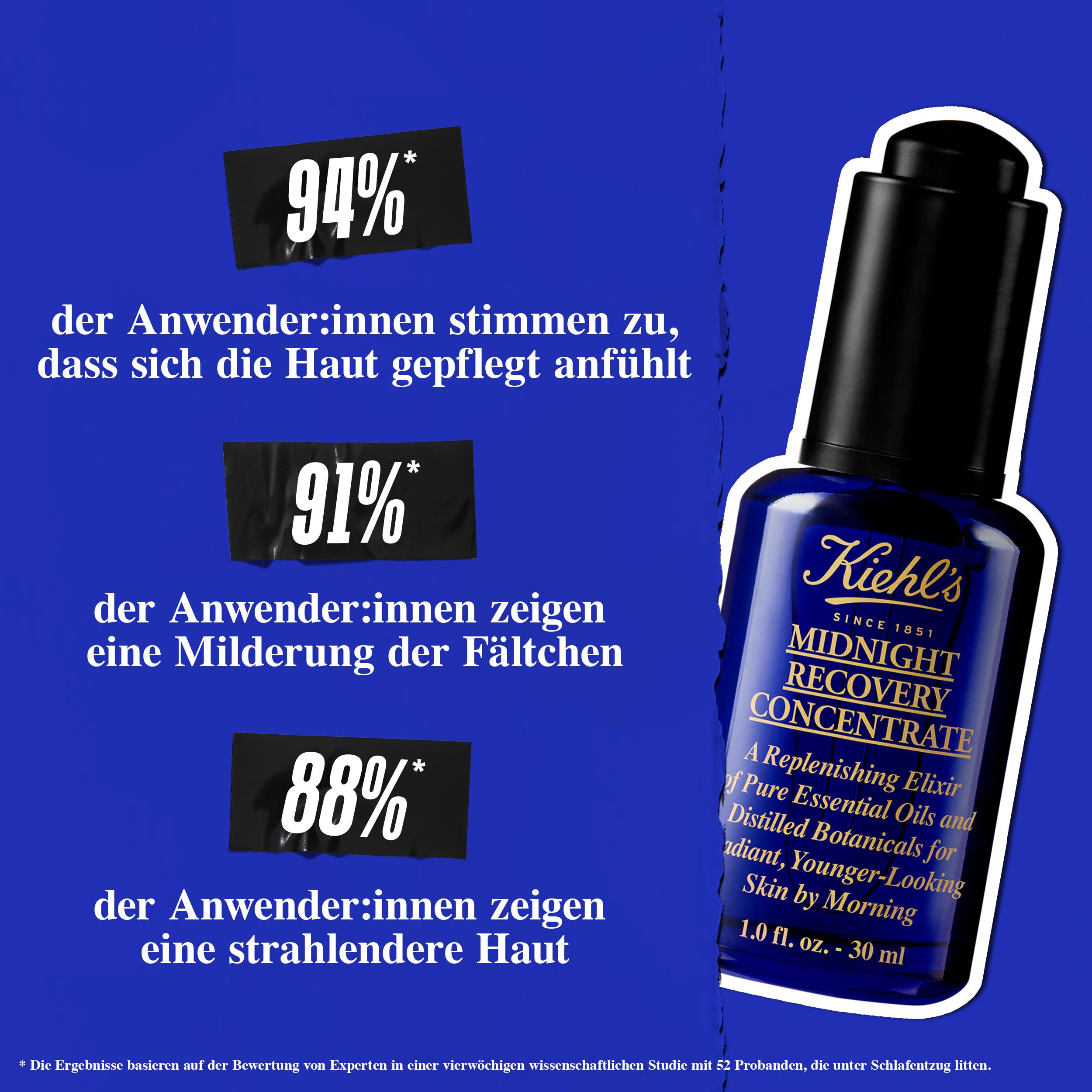 KIEHL'S Midnight Recovery Concentrate, natürliches Gesichtsöl mit Pflanzenextrakten, Anti-Aging-Nachtpflege zur Erholung der Haut über Nacht