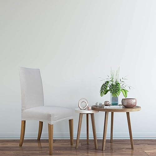 Paquete de 6 fundas para sillas de comedor tela jacquard de poliéster y elastano elástica para el hogar alquiler y uso comercial se adapta a la