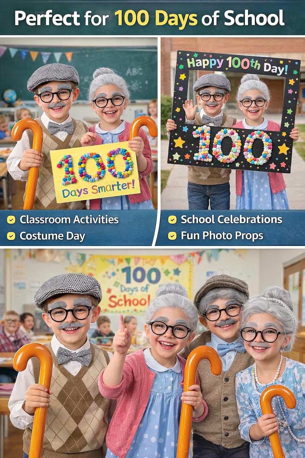 Old Man Costume 1920s Accessories – 100 Days of School Set – Grandpa Halloween Dress Up - Image 7