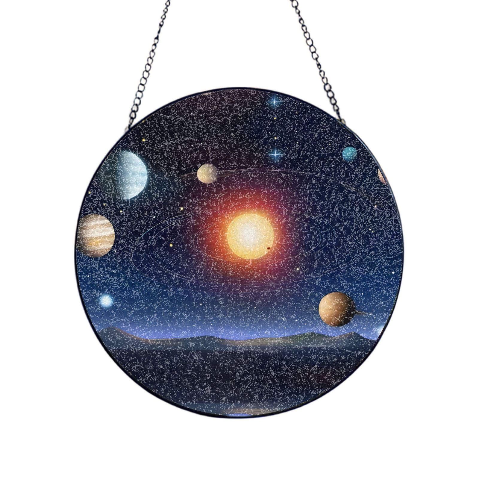 Poezjzw Stained Glass Window Hanging - Starry Sky Sun Catcher For Door Garden Home Decor Christmas Mother'S Day Birthday Gifts 12in（30cm）