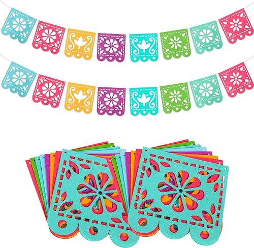 2 pancartas de decoración de fiesta mexicana, pancarta de fieltro para decoración del Cinco de Mayo, decoración del día de los muertos, pancarta de