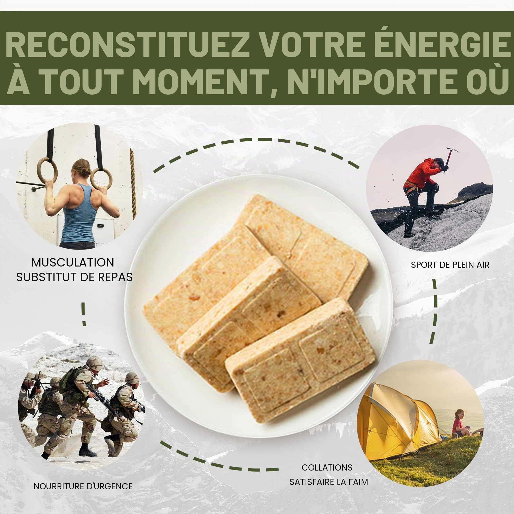 Barres de ration alimentaire d'urgence, nourriture de survie avec boîte en étain, 20 ans de long, pour camping, urgence, tempête de neige, kit de préparation aux catastrophes, saveur originale