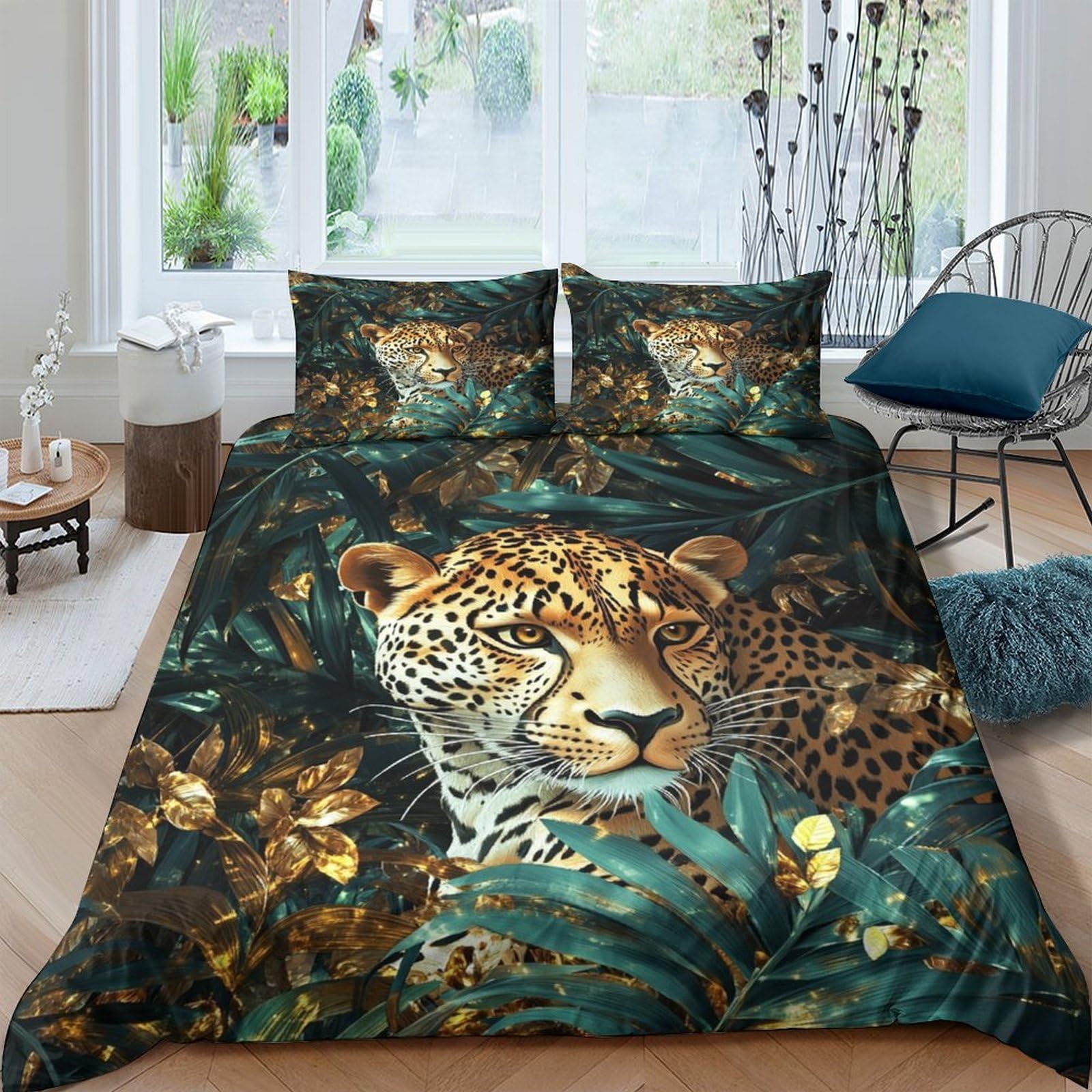 Ctjqhvkz Style-7 3D Printed Jungle Leopard Fitted Sheet Microfiber Soft Breathable Forest Cat Mattress Cover For Bedroom Dorm Decor Single（135X200cm）